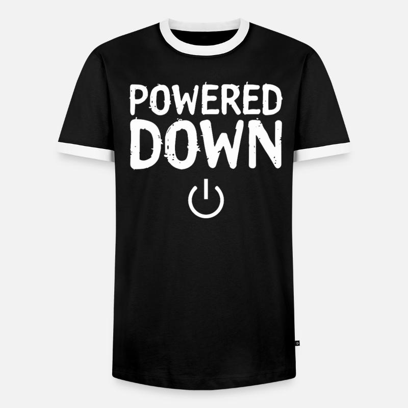Powered Down Power Status Off - Men's Ringer Shirt - black/white