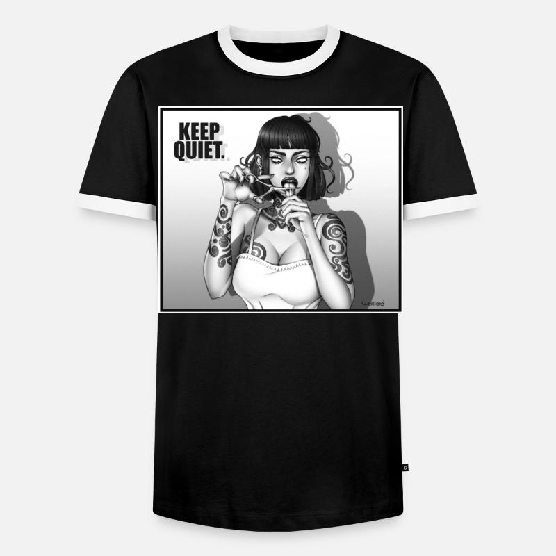 KEEP_QUIET - Männer Kontrast-T-Shirt - Schwarz/Weiß