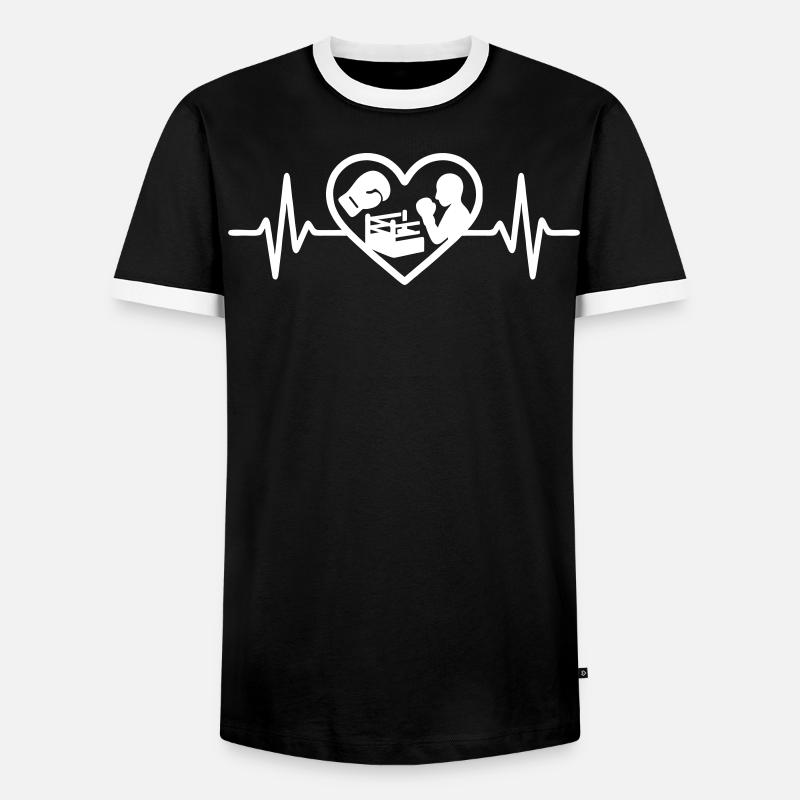 Boxen Herz Handschuh Ring Silhouette - Männer Kontrast-T-Shirt - Schwarz/Weiß