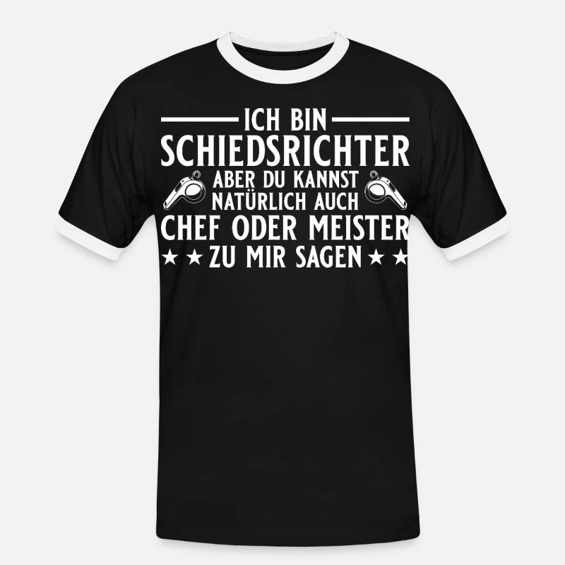 Schiedsrichter Chef oder Meister - Men's Ringer Shirt - black/white
