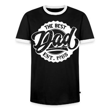 The Best Dad EST 1985 - Men's Ringer Shirt - black/white - Front - AI Model Female 172 light (172cm) & AI Model Male 178 light (178cm)