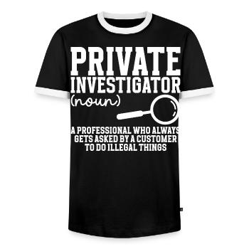 Detective Costume Observation Private Investigator - Men's Ringer Shirt - black/white - Front - AI Model Female 172 light (172cm) & AI Model Male 178 light (178cm)