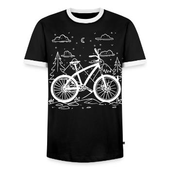 Cycliste de dessin animé - T-shirt contrasté Homme - noir/blanc - Devant - AI Model Female 172 light (172cm) & AI Model Male 178 light (178cm)