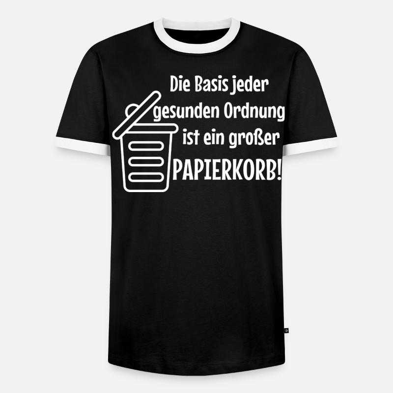 Basic Order: Large Wastepaper Bin Witzer Saying Office - Men's Ringer Shirt - black/white