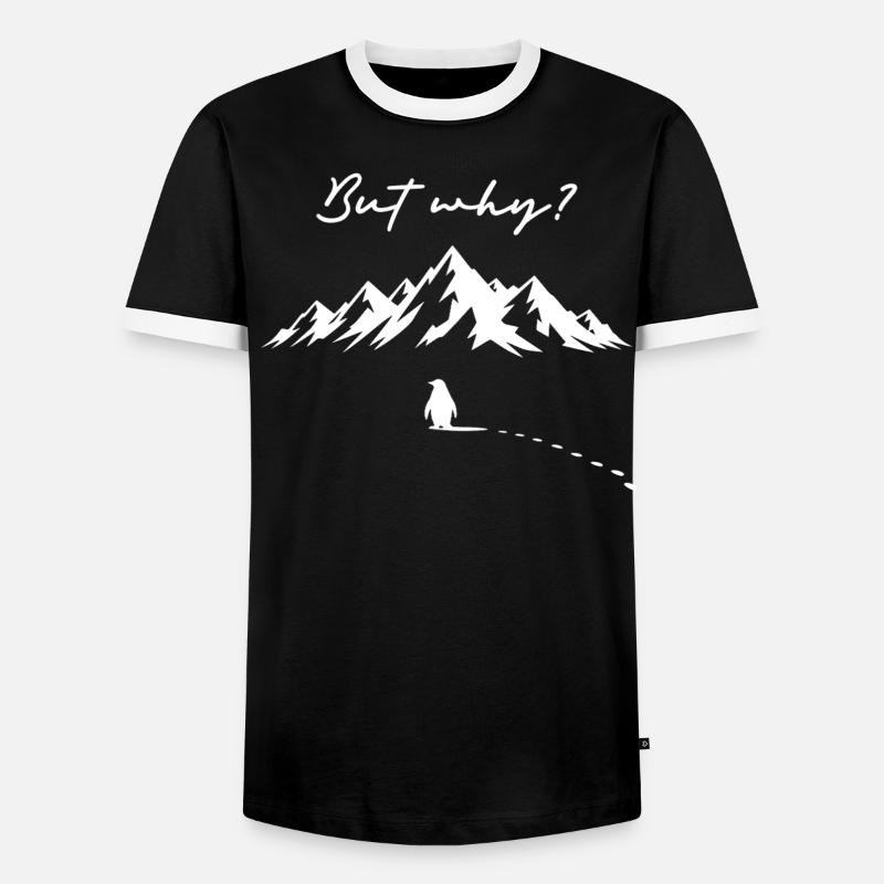 Pinguin Meme But why? Schneespur Eisberg Antarktis - Men's Ringer Shirt - black/white