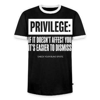Devis de privilège : vérifiez vos angles morts - T-shirt contrasté Homme - noir/blanc - Devant - AI Model Female 172 light (172cm) & AI Model Male 178 light (178cm)