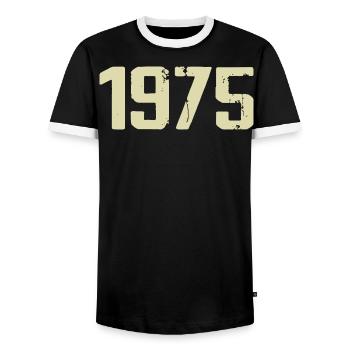 Jubilé 1975 - T-shirt contrasté Homme - noir/blanc - Devant - AI Model Female 172 light (172cm) & AI Model Male 178 light (178cm)