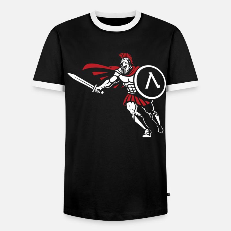Spartan Attack Sword Shield Spartan-Maskottchen - Männer Kontrast-T-Shirt - Schwarz/Weiß
