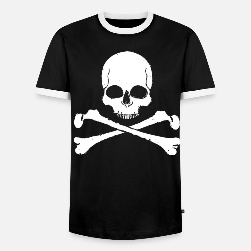 Skull Cross Pattern Skull - Men's Ringer Shirt - black/white