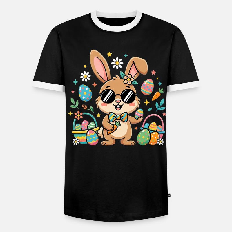 Happy Easter Cool Bunny - Men's Ringer Shirt - black/white