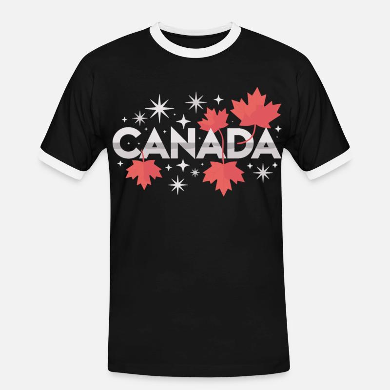 Canada Maple Leaf Gift Idea - Men's Ringer Shirt - black/white
