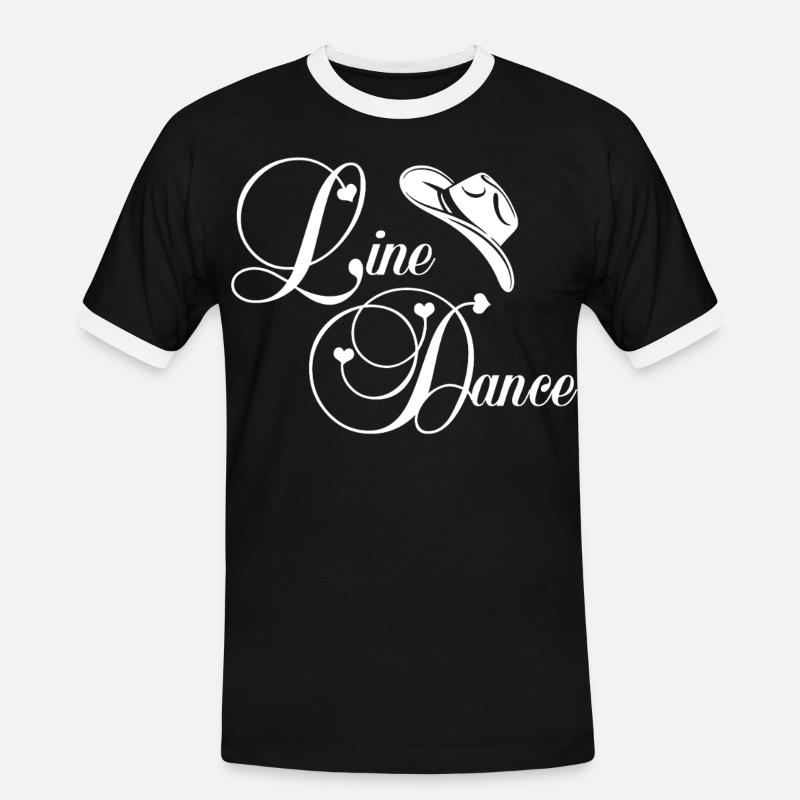 Line Dance Script Logo - Männer Kontrast-T-Shirt - Schwarz/Weiß