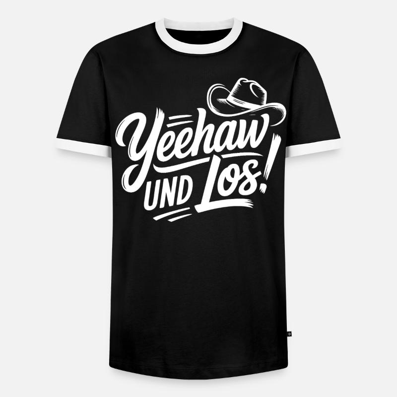 Yeehaw und Los! Western Script - Männer Kontrast-T-Shirt - Schwarz/Weiß