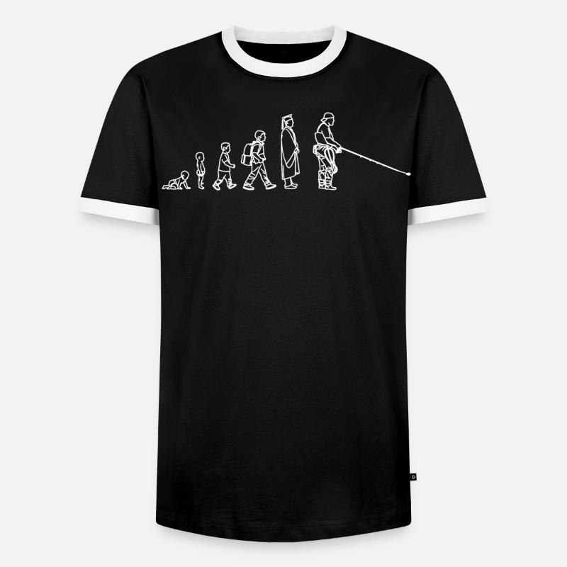Évolution de la pêche - T-shirt contrasté Homme - noir/blanc