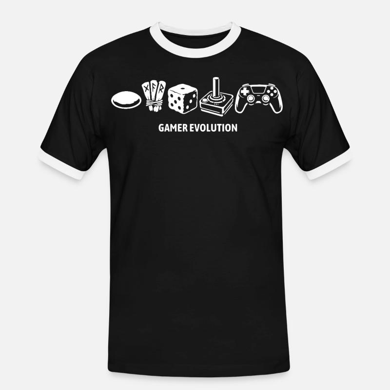 Controller Evolution | Gamer - Männer Kontrast-T-Shirt - Schwarz/Weiß