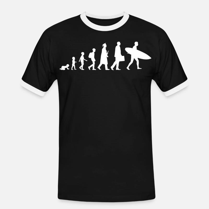 Evolution eines Surfers - Männer Kontrast-T-Shirt - Schwarz/Weiß