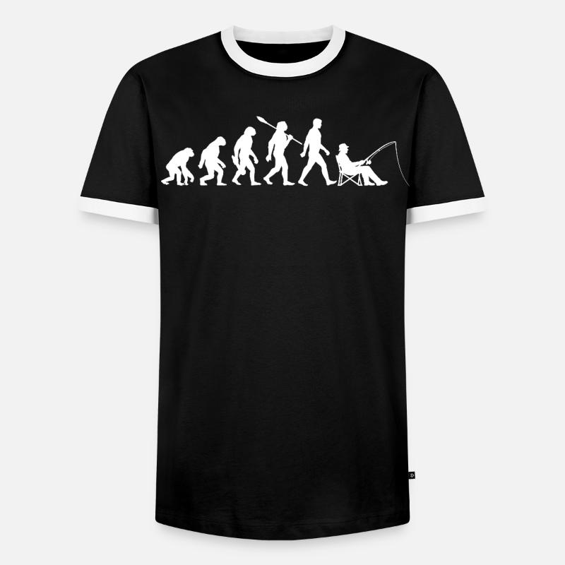 Evolution - Pêcheur, Cadeau de pêche - T-shirt contrasté Homme - noir/blanc