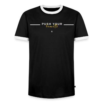 Repoussez vos limites — Conception de mentalité disciplinaire - T-shirt contrasté Homme - noir/blanc - Devant - AI Model Female 172 light (172cm) & AI Model Male 178 light (178cm)