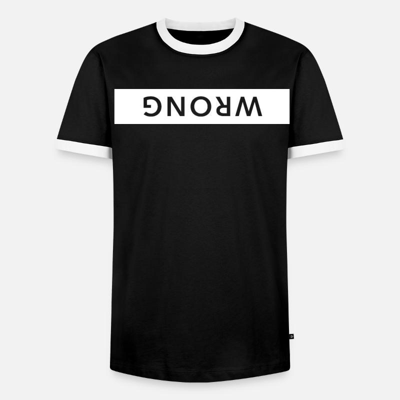wrong upside down funny saying - Men's Ringer Shirt - black/white
