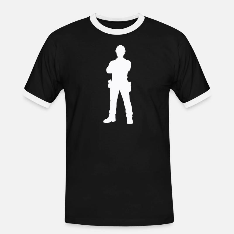 Construction Worker Construction Silhouette - Men's Ringer Shirt - black/white