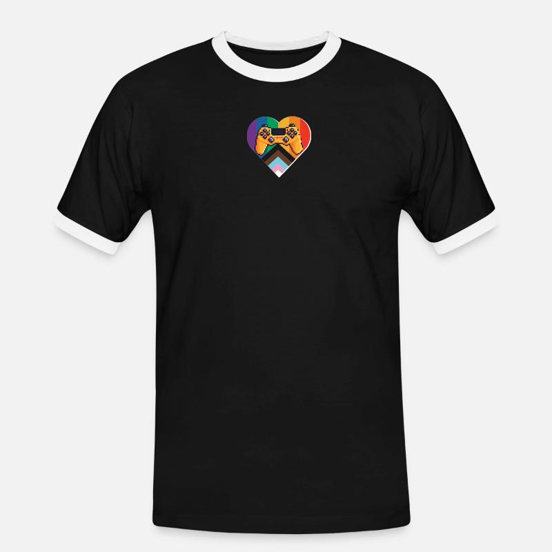 Pride Gaming Controller - Men's Ringer Shirt - black/white