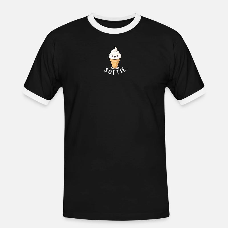 Softie Softeis Liebe Minimal Statement - Men's Ringer Shirt - black/white