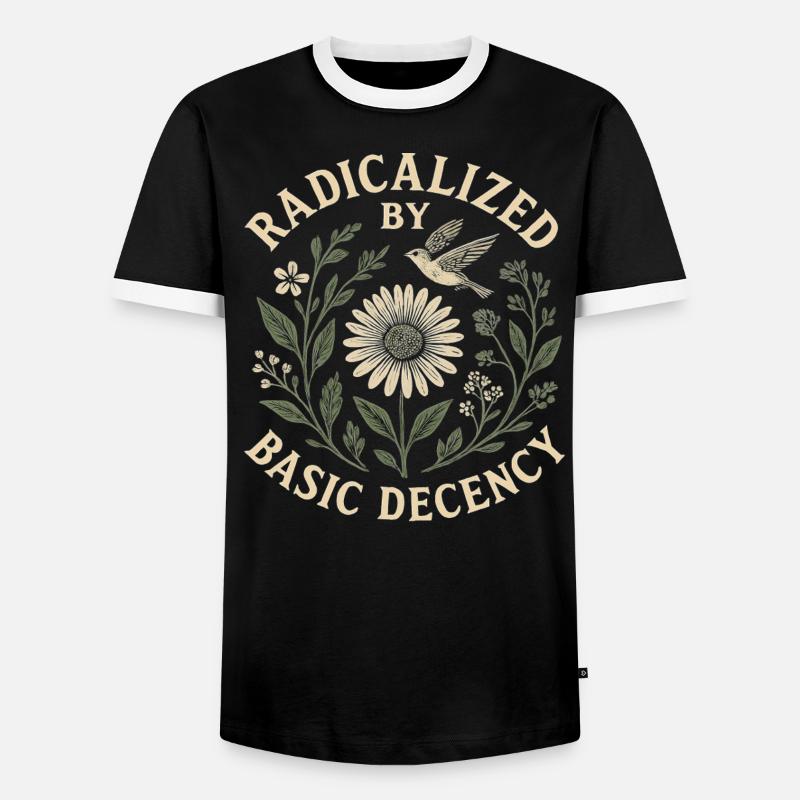 Radicalized by Basic Decency Statement Trend - Männer Kontrast-T-Shirt - Schwarz/Weiß