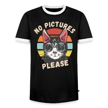 Pas de photos s’il vous plaît - T-shirt contrasté Homme - noir/blanc - Devant - AI Model Female 172 light (172cm) & AI Model Male 178 light (178cm)