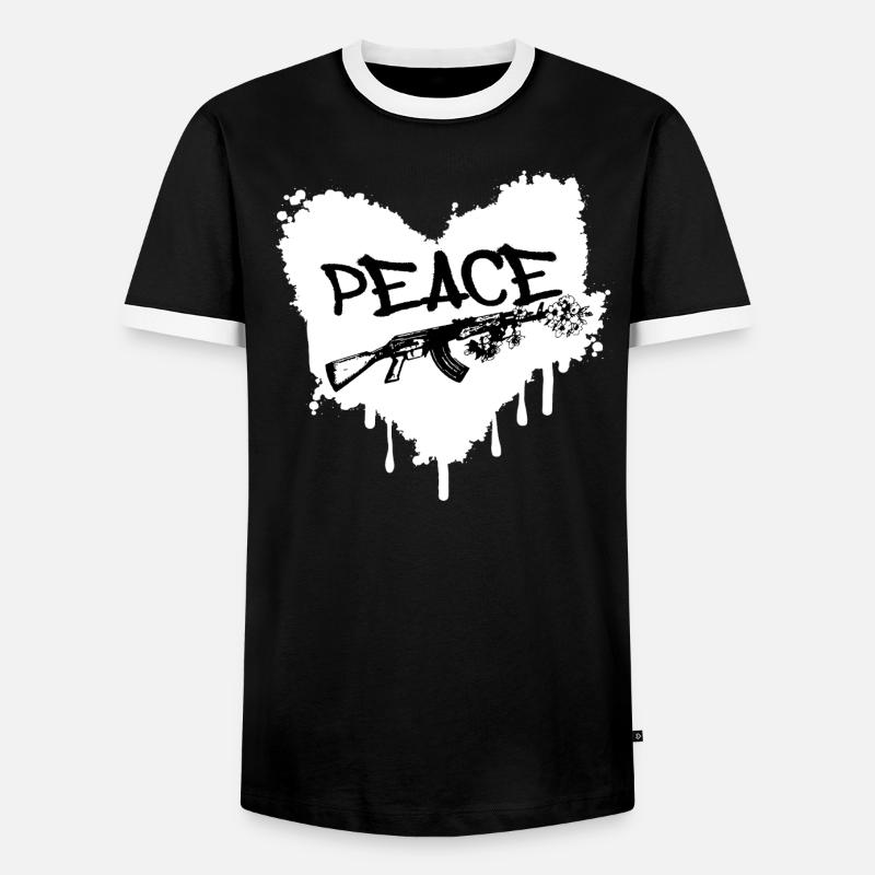 Frieden Gewehr Blüten Graffiti - Männer Kontrast-T-Shirt - Schwarz/Weiß