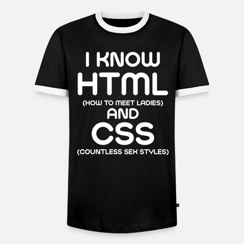 Jeg kjenner HTML og CSS - Kontrast-T-skjorte for menn - svart/hvit