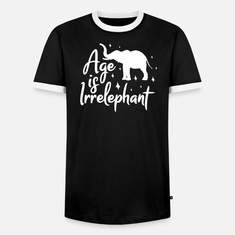 elefant - Kontrast-T-skjorte for menn - svart/hvit