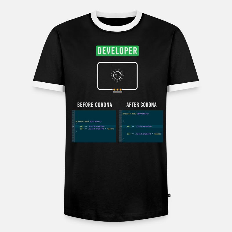 Developer Informatiker Corona Nerd Spruch Syntax - Männer Kontrast-T-Shirt - Schwarz/Weiß