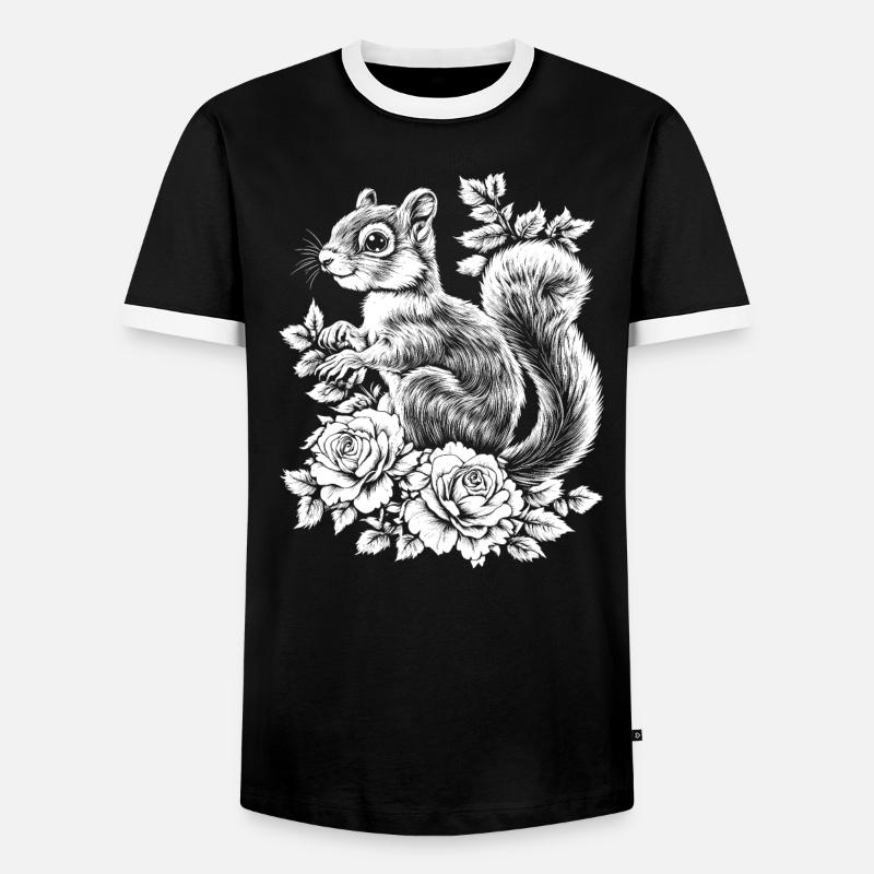 Hörnchen Rose Blumen Ästhetik Eichhörnchen - Männer Kontrast-T-Shirt - Schwarz/Weiß