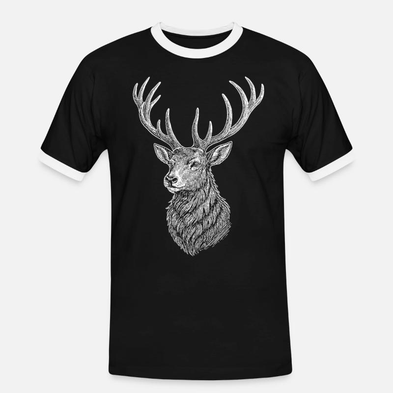 Cerf - T-shirt contrasté Homme - noir/blanc