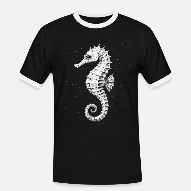 Sea horse - Men's Ringer Shirt - black/white