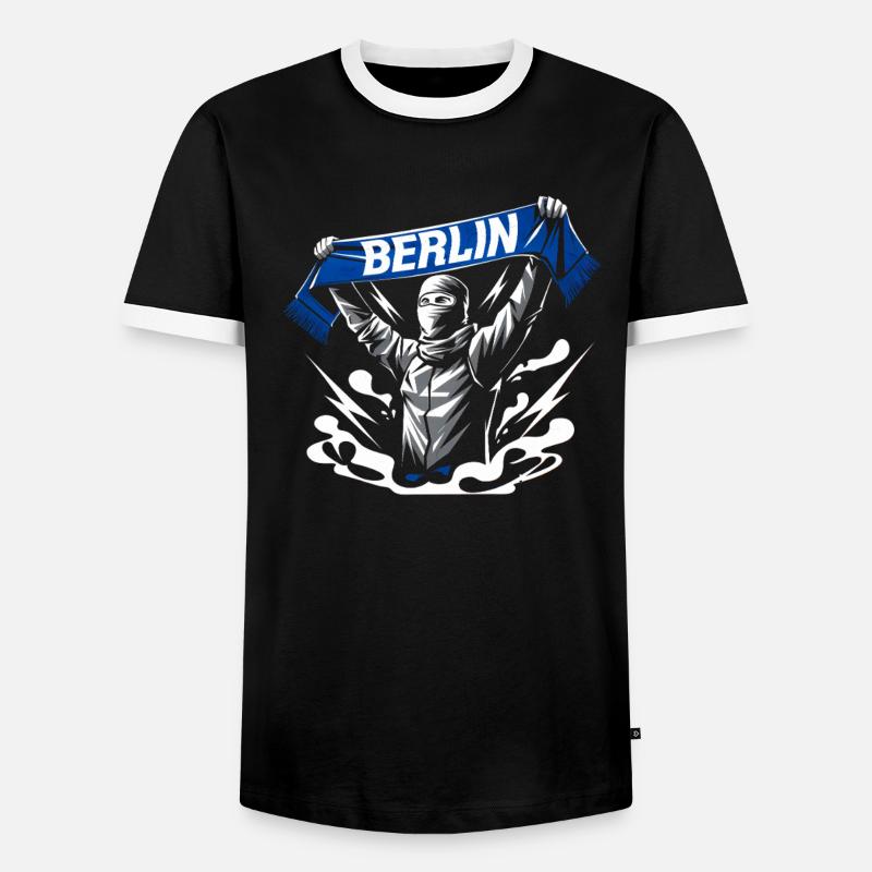 Stylized Neon Graffiti Berlin Scene - Men's Ringer Shirt - black/white