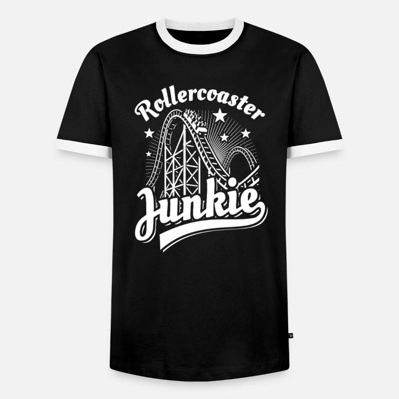 Rollercoaster Junkie - Roller Coaster - Loop - Men's Ringer Shirt - black/white