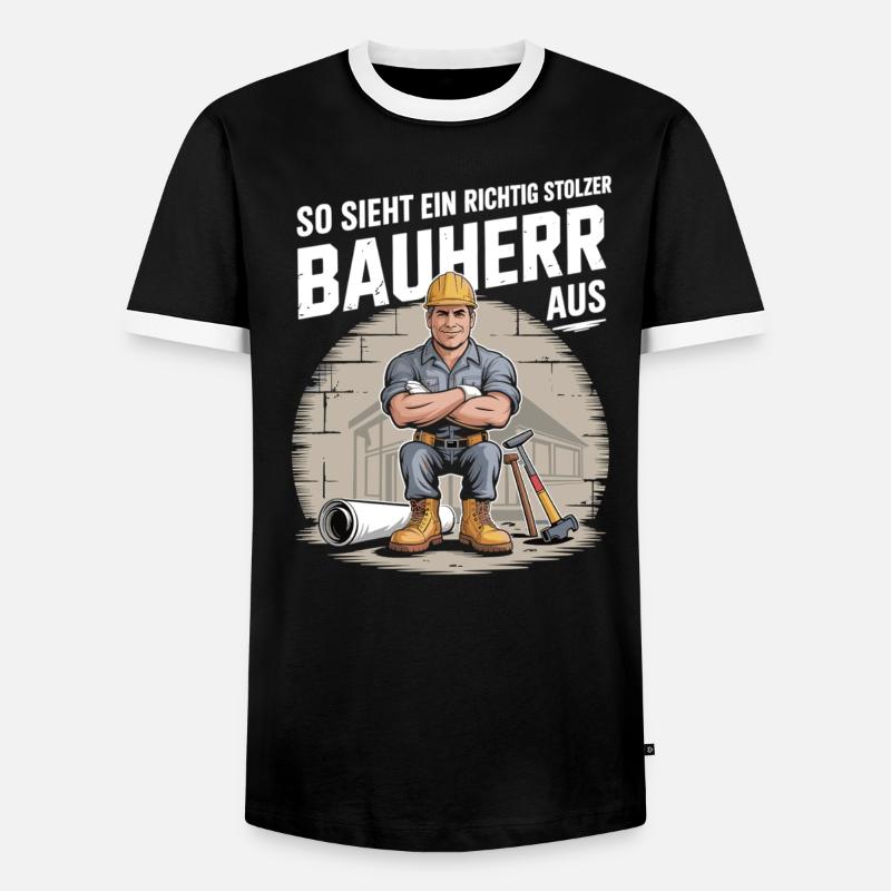 Proud builder with helmet & tools - Men's Ringer Shirt - black/white