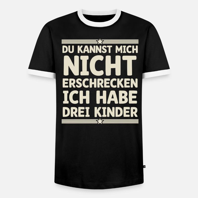 3 Kinder Mama Mutter Papa Vater - Männer Kontrast-T-Shirt - Schwarz/Weiß