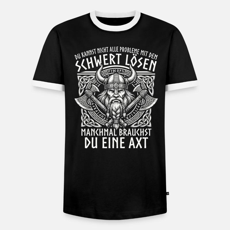 Comic Wikinger: Der tapfere Krieger - Männer Kontrast-T-Shirt - Schwarz/Weiß