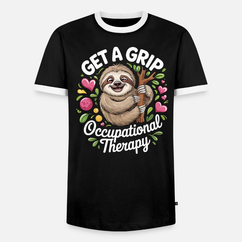 Get a Grip: Occupational Therapy Sloth - Männer Kontrast-T-Shirt - Schwarz/Weiß