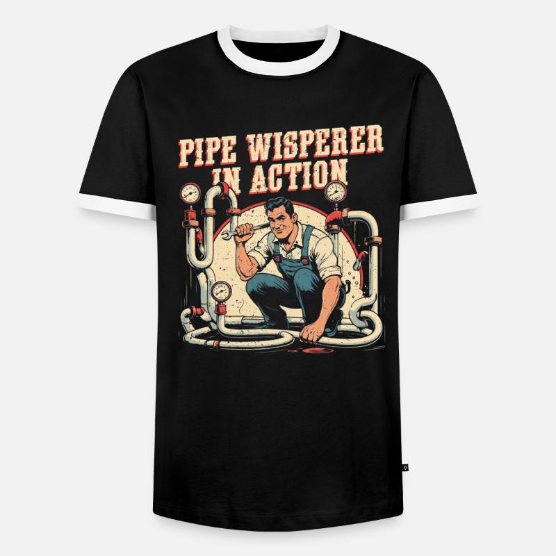 Pipe Layer Pipe Builder Pipe Whisperer - Men's Ringer Shirt - black/white