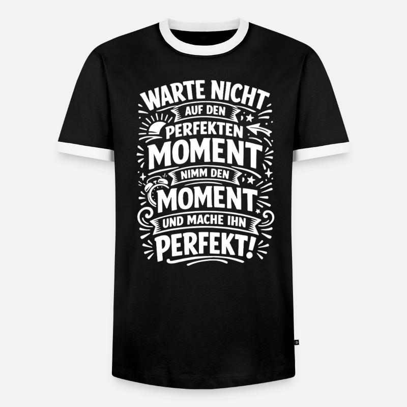 Don't wait – seize the moment - Men's Ringer Shirt - black/white