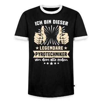 Dictons des pyrotechniciens - T-shirt contrasté Homme - noir/blanc - Devant - AI Model Female 172 light (172cm) & AI Model Male 178 light (178cm)