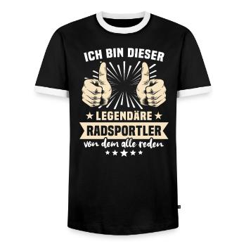 Dictons des cyclistes - T-shirt contrasté Homme - noir/blanc - Devant - AI Model Female 172 light (172cm) & AI Model Male 178 light (178cm)