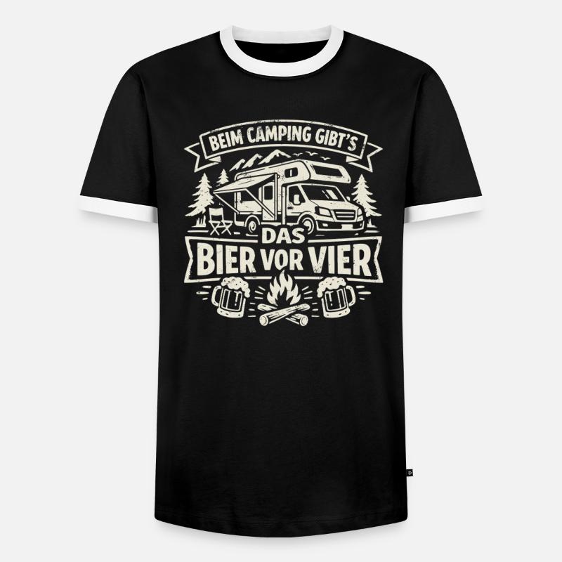Camping | Bier vor Vier - Männer Kontrast-T-Shirt - Schwarz/Weiß