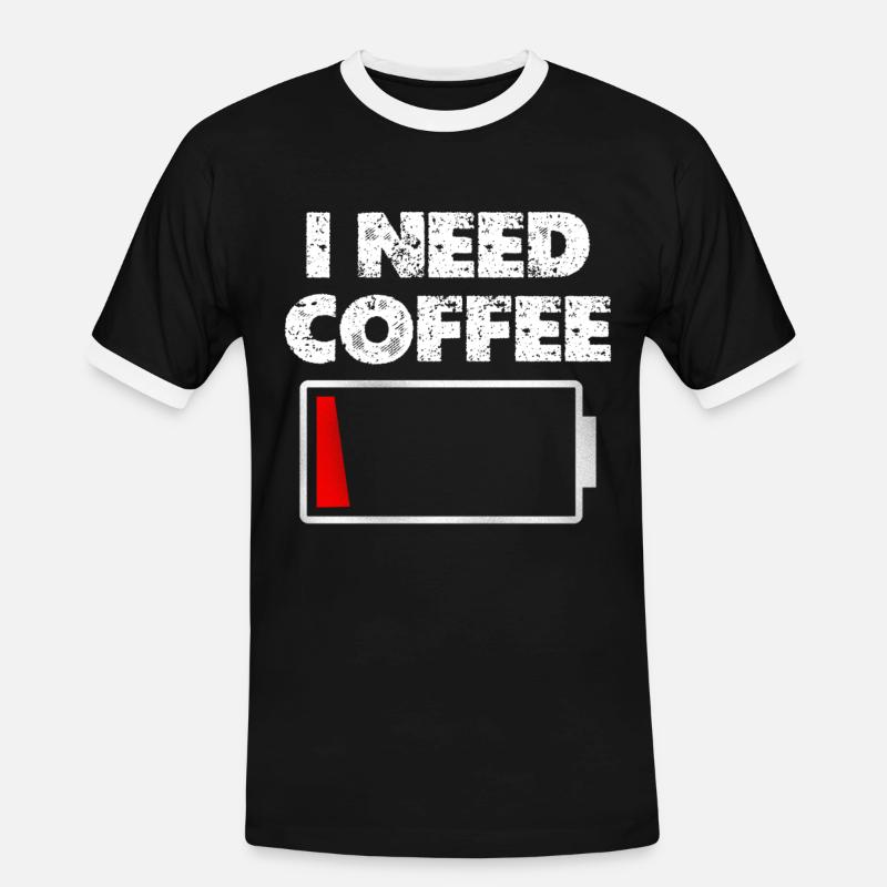 I need coffee battery empty - Men's Ringer Shirt - black/white