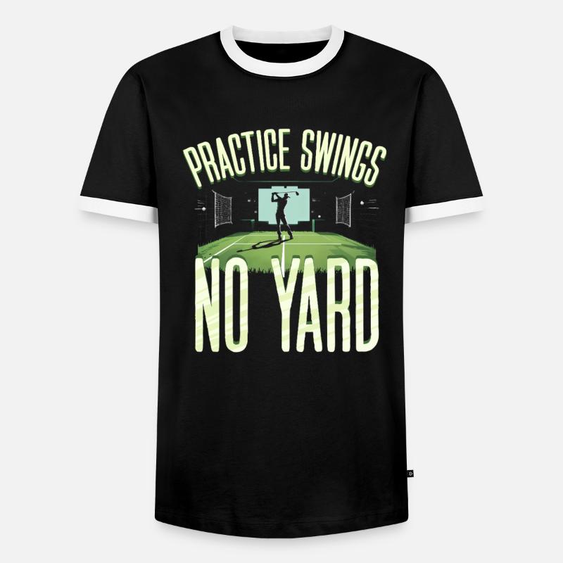 Golfsimulator Practice Swings No Yard - Männer Kontrast-T-Shirt - Schwarz/Weiß