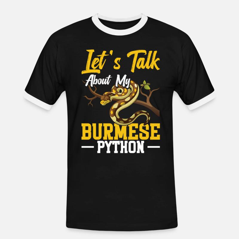 Burmesischer Python-Besitzer Schlangenterrarium Hide Python - Männer Kontrast-T-Shirt - Schwarz/Weiß