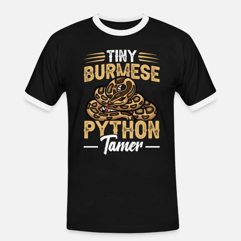  Python Tamer Snake Terrarium Reptile Keeper - Men's Ringer Shirt - black/white
